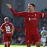 Steven Gerrard celebrated with glee in front of Celtic fans. (Photo by LFC Foundation/Liverpool FC via Getty Images)