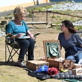 Margaret Purves and her daughter, Dani Garavelli, having a picnic on Ailsa Craig. Picture: John Devlin