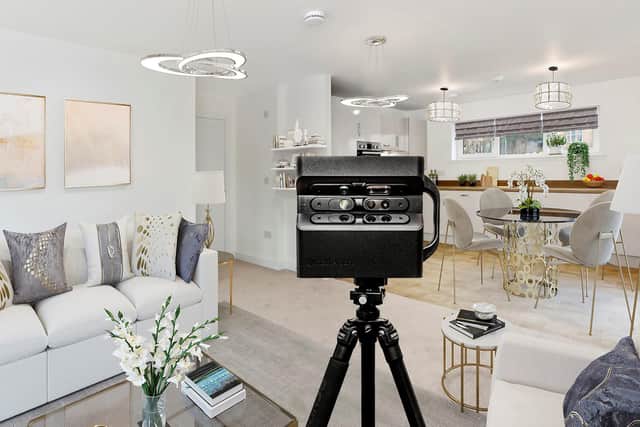 A hi-tech Matterport camera, used by Scottish firm Property Studios to create realistic 3D walkthroughs of properties which are being sold.