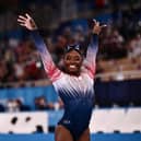 Simone Biles won bronze in the balance beam final after returning to competitive action. Picture: Jeff Pachoud/AFP/Getty