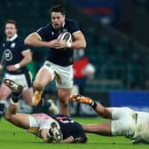 Scotland wing Sean Maitland charges upfield during the Guinness Six Nations match against England at Twickenham on February 6, 2021 in London, England. (Photo by David Rogers/Getty Images)