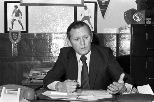 Willie Ormond talks to the Press at Tynecastle after being sacked as manager of Hearts in January 1980 with his side sitting top of the First Division.