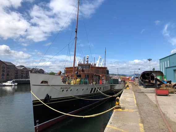 Waverley at James Watt Dock in Greenock on Monday. Picture: Waverley Excursions.