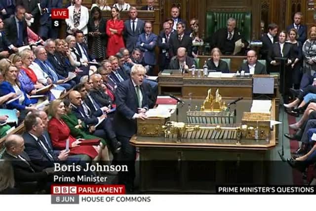 Boris Johnson responds to criticism of his Government's NHS record at Prime Minister's Questions. Picture: BBC Parliament