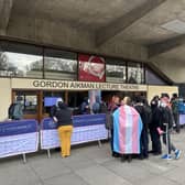 The film, Adult Human Female, was due to be shown at Edinburgh University’s Gordon Aikman lecture theatre on Wednesday evening but protesters blocked the entrance hours before the screening time