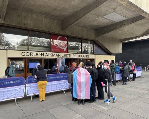 The film, Adult Human Female, was due to be shown at Edinburgh University’s Gordon Aikman lecture theatre on Wednesday evening but protesters blocked the entrance hours before the screening time