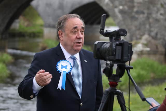 Alba Party leader Alex Salmond in Ellon gives a media interview as votes continue to be counted for the Scottish Parliamentary Elections at the P&J Live/TECA, Aberdeen. Picture: Andrew Milligan/PA Wire
