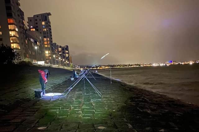 Night fishing at Newhaven during the second round of the Edinburgh Winter Shore League. Picture: Gus Brindle