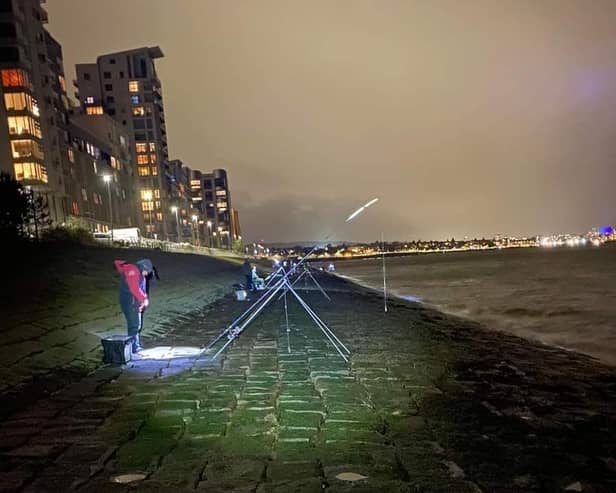 Night fishing at Newhaven during the second round of the Edinburgh Winter Shore League. Picture: Gus Brindle