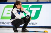 Eve Muirhead ponders her next move during Scotland's match against Korea at the LGT World Women's Curling Championship. Picture: Steve Seixeiro/WCF