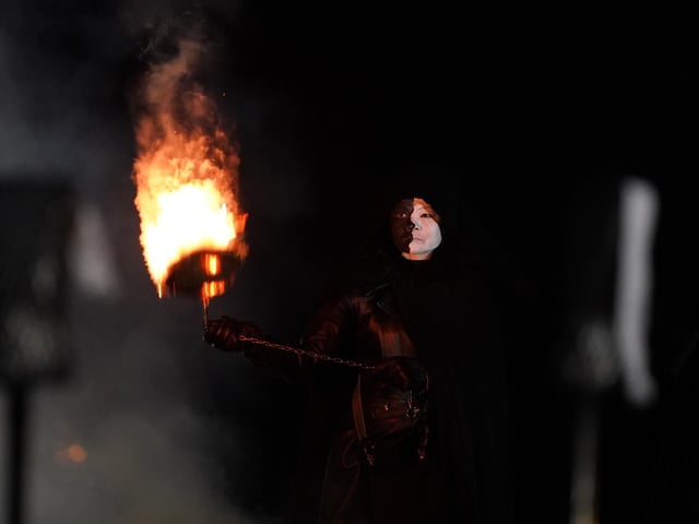 Performers during the Samhuinn Fire Festival in Holyrood Park, Edinburgh. Photo. Andrew Milligan/PA Wire