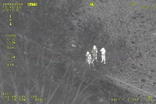 Four people fined in Glasgow after being spotted by police helicopter.