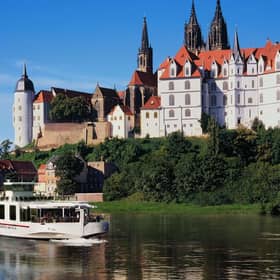 Viking Longship Beyla near the Albrechtsburg Castle along the Elbe River in Meissen, Germany. Image: Viking Cruises