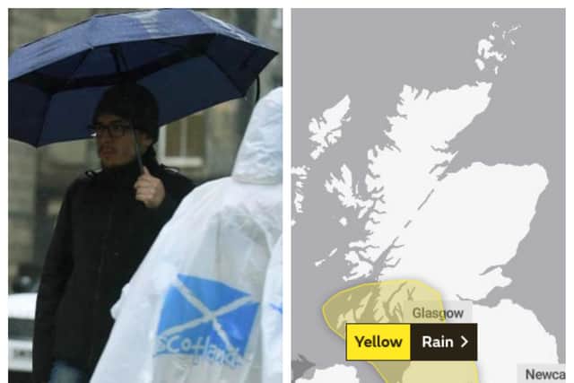 The west of Scotland will see heavy rain on Friday and Saturday.