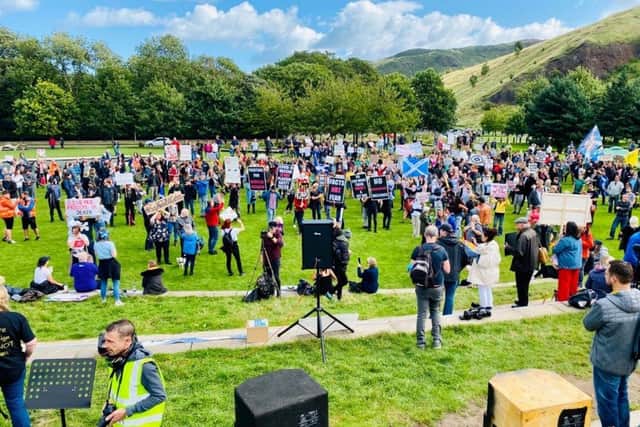 Police Scotland officers detained North Lanarkshire Council member Paddy Hogg, 60, after a protest outside the Holyrood parliament building yesterday and following a large-scale demonstration in Holyrood Park last weekend.