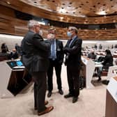 Delegates are seen during a meeting of the review conference of the Convention on Certain Conventional Weapons, (CCW) focussing on lethal autonomous weapons systems (killer robots)  at the United Nations in Geneva last year.