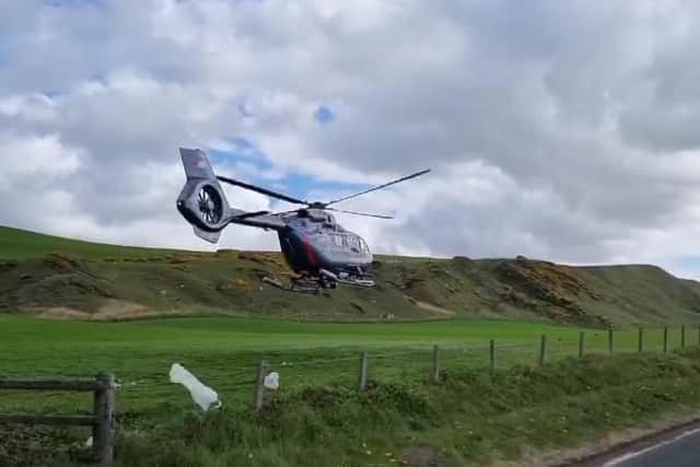 An air ambulance attended the scene of the accident just north of Lendalfoot.