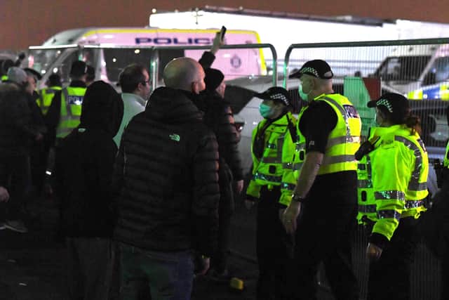 Protests at Celtic Park last week after the defeat to Ross County. Picture: SNS