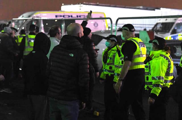 Protests at Celtic Park last week after the defeat to Ross County. Picture: SNS