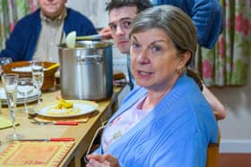 It's curry night in Two Doors Down and even with a dodgy tummy Christine (Elaine C. Smith) won't pass up a free meal