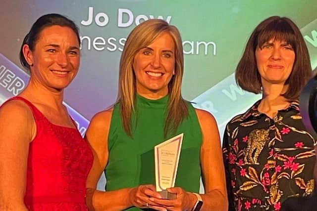 Jo Dow winning at Women in Utilities Awards 2024