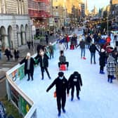 The ice rink on George Street, Edinburgh
