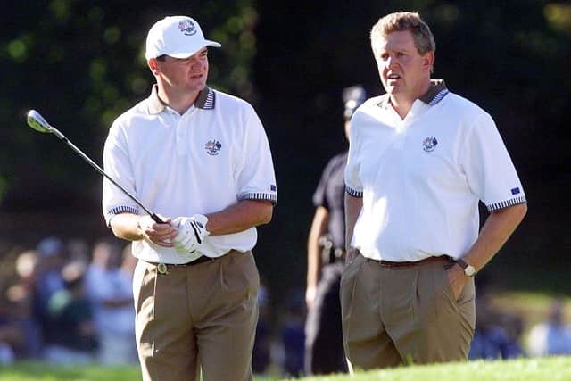 Paul Lawrie and Colin Montgomerie played four matches together in the 1999 Ryder Cup at Brookline. Picture: Picture: Jeff Haynes/AFP via Getty Images.