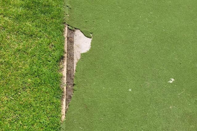 The alleged damage to the Roseburn Park cricket pitch. Picture: Murrayfield DAFS CC