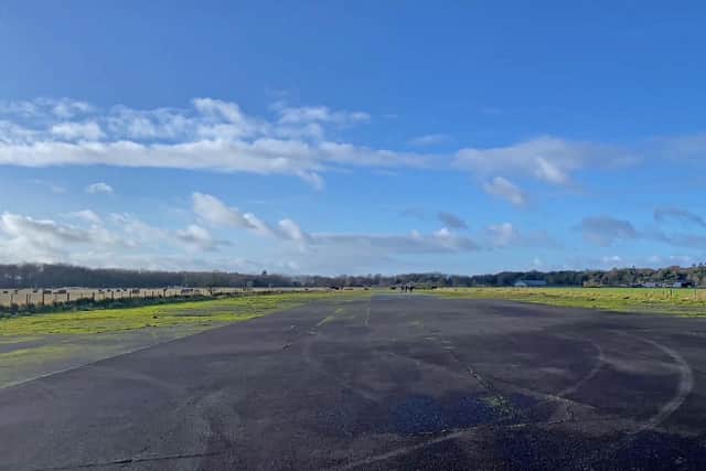 The Dumfries and Galloway airfield that is to be used by hundreds of lorries in case of post-Brexit disruption at Cairnryan port. Picture: Transport Scotland/PA Wire