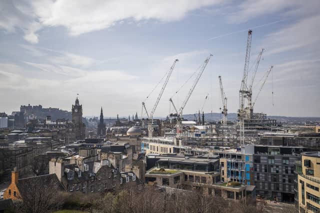 The construction site of the new St James' Shopping Centre that is being built in Edinburgh city centre, during the coronavirus outbreak.