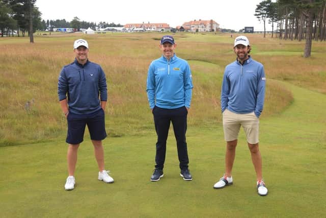 Pictured during a practice round for the 2021 Scottish Open at The Renaissance Club, Marc Warren, Stephen Gallacher and Scott Jamieson are all below the DP World Tour card cut-off line heading into the final regular event of the season but Gallacher's seat at the top table is already secured for next season. Picture: Andrew Redington/Getty Images.