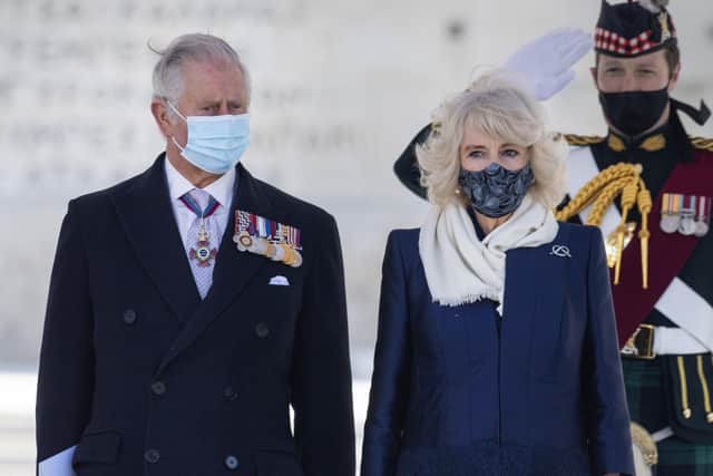 The Prince of Wales and the Duchess of Cornwall attending the Independence Day Military Parade in Syntagma Square, Athens.