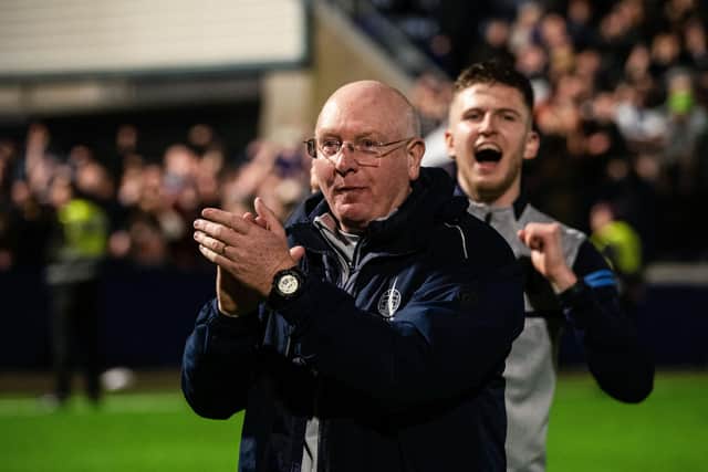 John McGlynn's Falkirk have just one hurdle left to complete an unbeaten league season. (Photo by Sammy Turner / SNS Group)