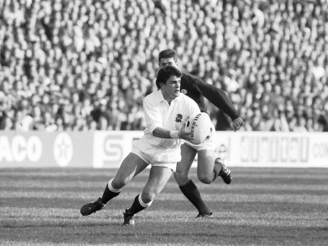 England captain Will Carling attracting the attention of Scotland's Gavin Hastings.