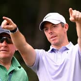 Irish journaiist Paul Kimmage pictured with Rory McIlroy during the BMW PGA Championship at Wentworth. Picture: Ross Kinnaird/Getty Images.