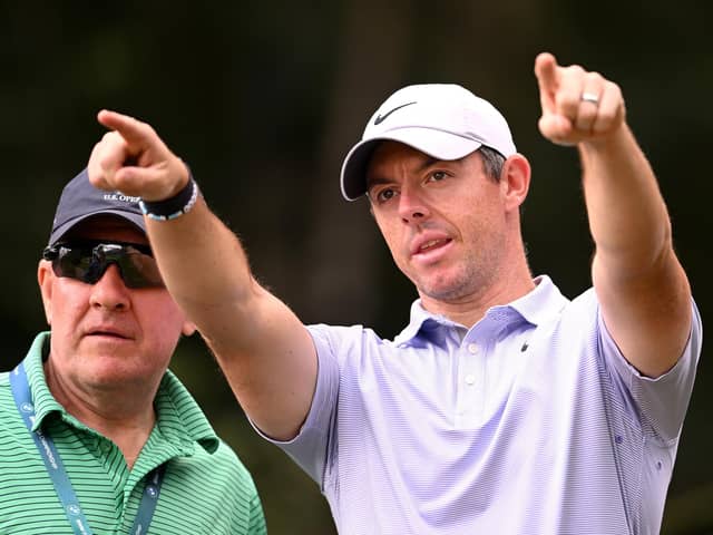 Irish journaiist Paul Kimmage pictured with Rory McIlroy during the BMW PGA Championship at Wentworth. Picture: Ross Kinnaird/Getty Images.