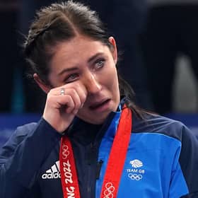 Great Britain's Eve Muirhead with her gold medal after victory in the Women's Curling Gold Medal Game. (Picture: Andrew Milligan/PA Wire)