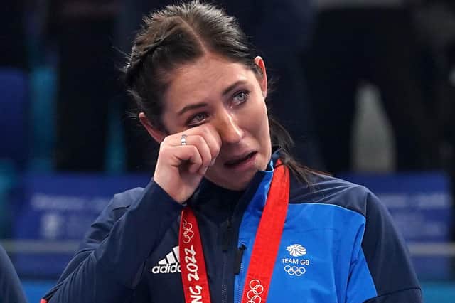 Great Britain's Eve Muirhead with her gold medal after victory in the Women's Curling Gold Medal Game. (Picture: Andrew Milligan/PA Wire)