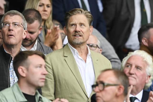Peter Schmeichel, father of Celtic goalkeeper Kasper, watches on from the stands during the 4-0 win over Kilmarnock. (Photo by Rob Casey / SNS Group)