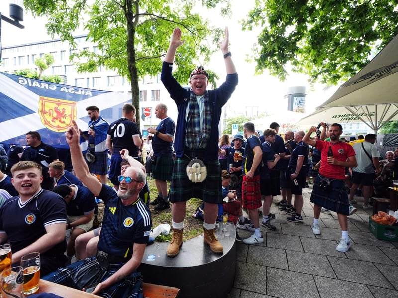 Scotland fans in Stuttgart ahead of their Euro 2024 group A game against Hungary