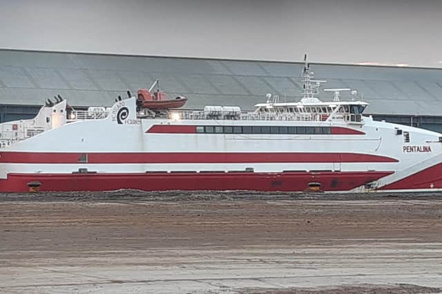 Pentalina at King George V Dock on the Clyde in Glasgow on Tuesday. Picture: The Scotsman