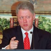Bill Clinton addresses reporters in January 1998 concerning an alleged affair with former White House intern Monica Lewinsky. 'I did not have sexual relations with that woman,' he insisted (Picture: Joyce Naltchayan/AFP/Getty Images)