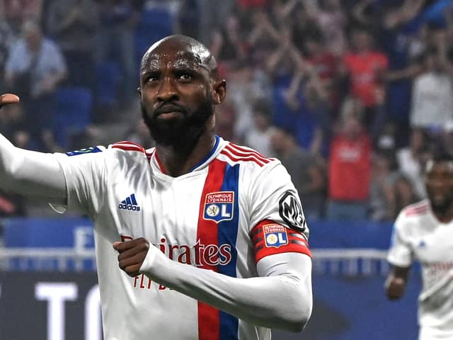 Former Celtic striker Moussa Dembele celebrates scoring for Lyon against FC Nantes last month. (Photo by OLIVIER CHASSIGNOLE/AFP via Getty Images)