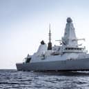 Photograph of HMS Dragon at sea.
