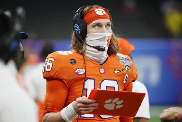 College quarterback Trevor Lawrence is likely to be snapped up by Jacksonville Jaguars at the draft. Picture: Chris Graythen/Getty Images