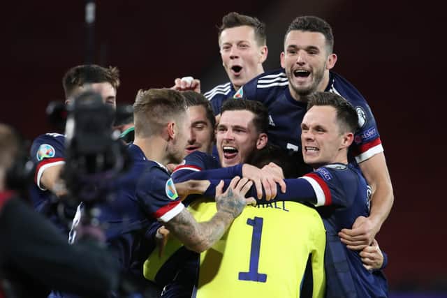 Scotland celebrate qualifying for the 2020 Euros. (Pic: PA)