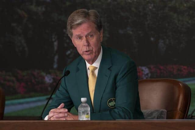 Fred Ridley, chairman of Augusta National Golf Club and the Masters Tournament, speaks to the media ahead of the season's opening major. Picture: Augusta National Golf Club