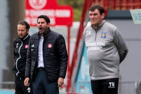 New Hamilton boss Stuart Taylor and Kilmarnock manager Tommy Wright. (Photo by Ross Parker / SNS Group)