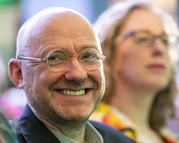 Co-leader of the Scottish Green Party Patrick Harvie at the 2023 Scottish Green Party Spring Conference at the Golden Jubilee Conference Centre in Clydebank.