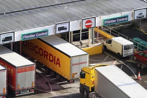Lorries queue for the frontier control area at the Port of Dover in Kent. The Government has no clear timetable to fully implement its post-Brexit border controls with the EU, the National Audit Office (NAO) said on Monday. Photo: Gareth Fuller/PA Wire